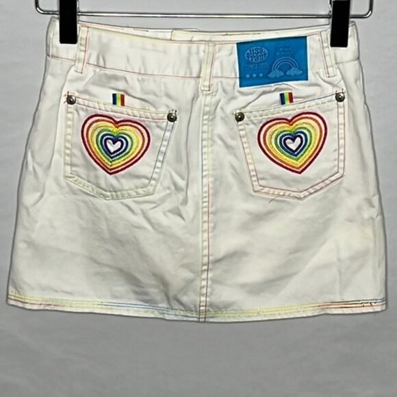 Lisa Frank Vintage Embroidered White Denim Skort/Skirt - Size 7 - Picture 1 of 14
